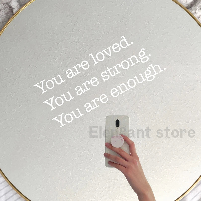 I Am Loved Worthy Enough Mirror Vinyl Sticker Bathroom Mirror Decals DIY Removable Affirmation Mirror Decal Decoration