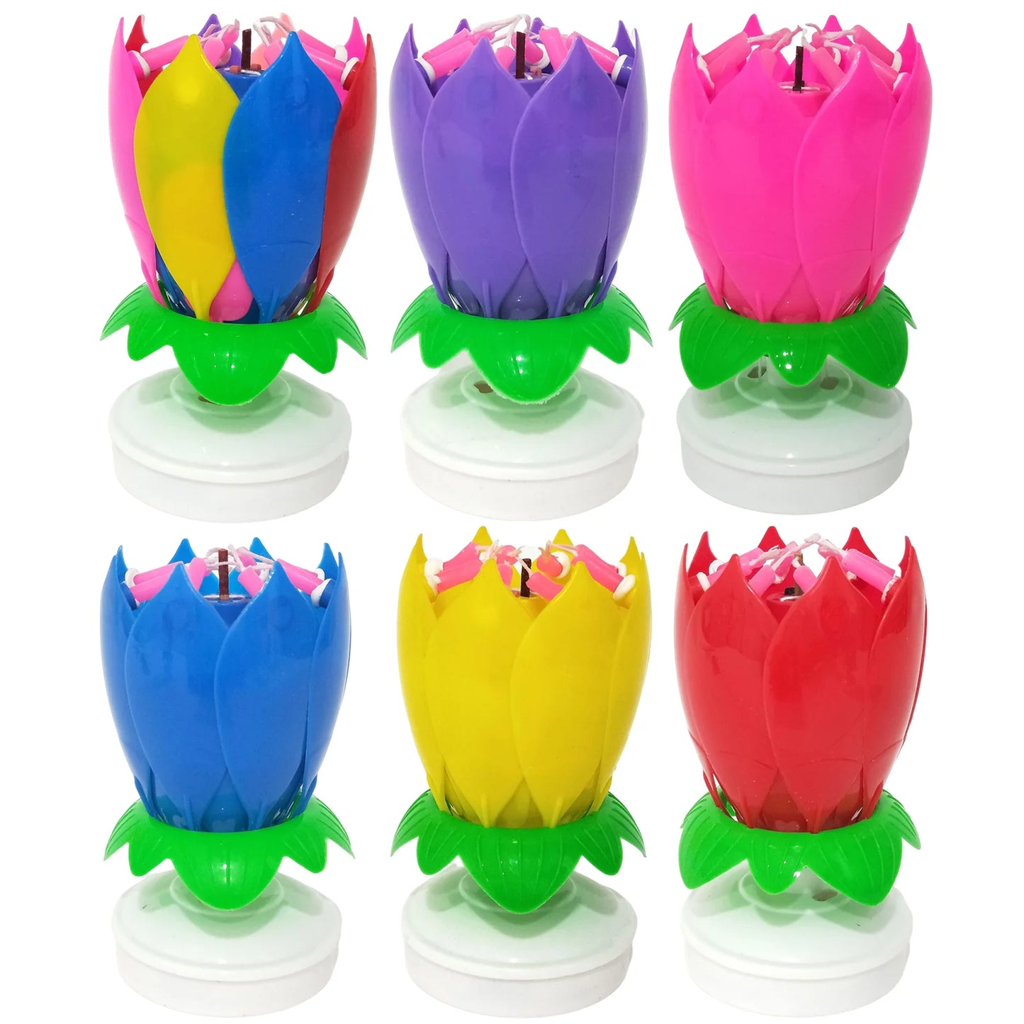 Lotus Candle Creative Rotating Birthday Candle Electric Birthday Cake Music Candles Flower Candle Reusable Decorative Candles