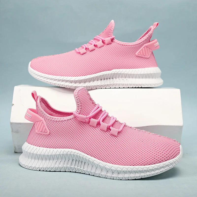 Hot Sale Pink Sneakers Women Large Size 35-48 Breathable Mesh Running Shoes Men Women's Sports Sneakers Lightweight Tennis Shoes