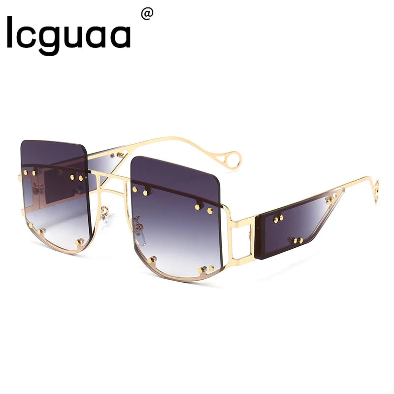 Hollow Out Oversized Women Square Sunglasses 2022 Brand Designer Men Sun Glasses Big Frame Oculos De Sol Feminino Sunglasses