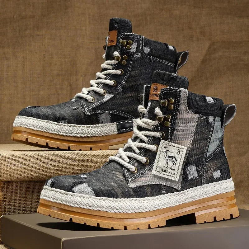 Men's Ankle Denim Canvas Boots