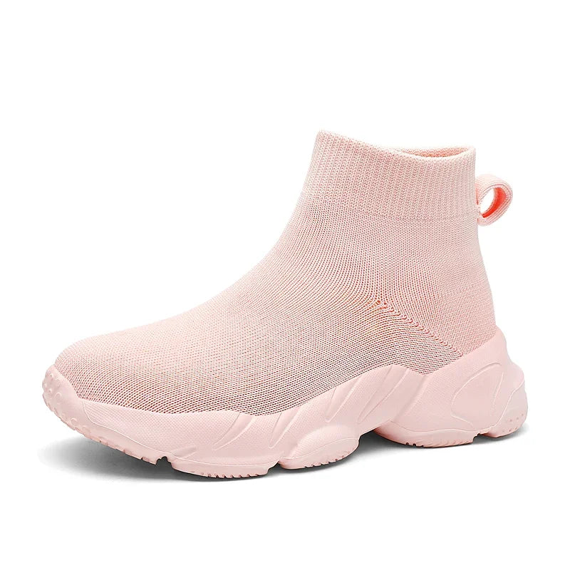 Kids Shoes Girls Sneakers Fashion Knit Luxury Designer High Top Shoes Comfortable Casual Running Sports Tennis Shoes for Girls