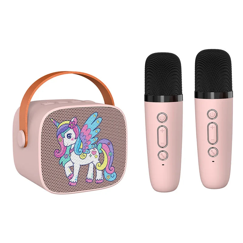 Mini Karaoke Machine Cartoon unicorn Portable Bluetooth Speaker With Microphone Singing Set for Children Family Karaoke Party