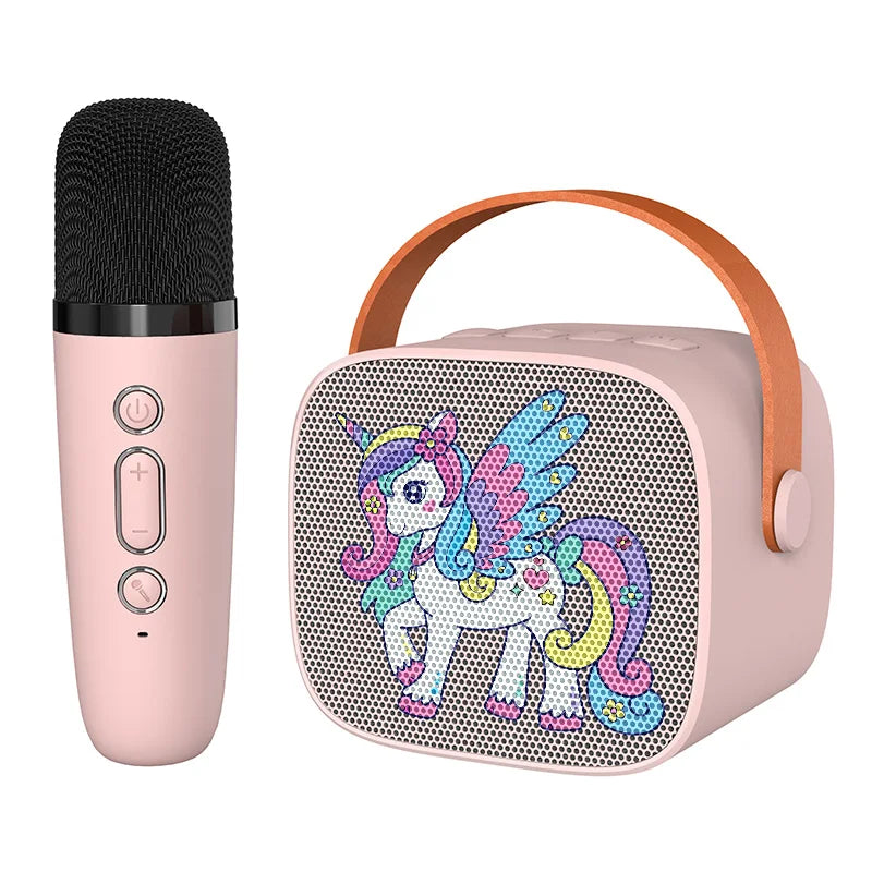 Mini Karaoke Machine Cartoon unicorn Portable Bluetooth Speaker With Microphone Singing Set for Children Family Karaoke Party