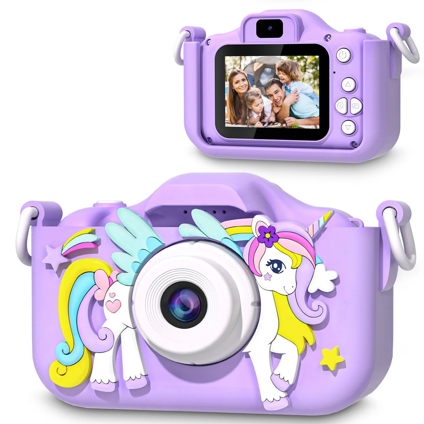 Unicorn HD Children Camera Toys Dual Front And Rear Cameras Selfie Video Camera Suitable For 3-12 Years Old Kids Birthday Gift