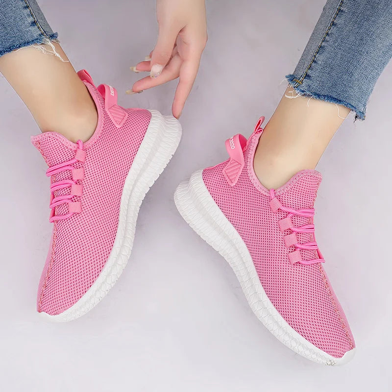 Hot Sale Pink Sneakers Women Large Size 35-48 Breathable Mesh Running Shoes Men Women's Sports Sneakers Lightweight Tennis Shoes