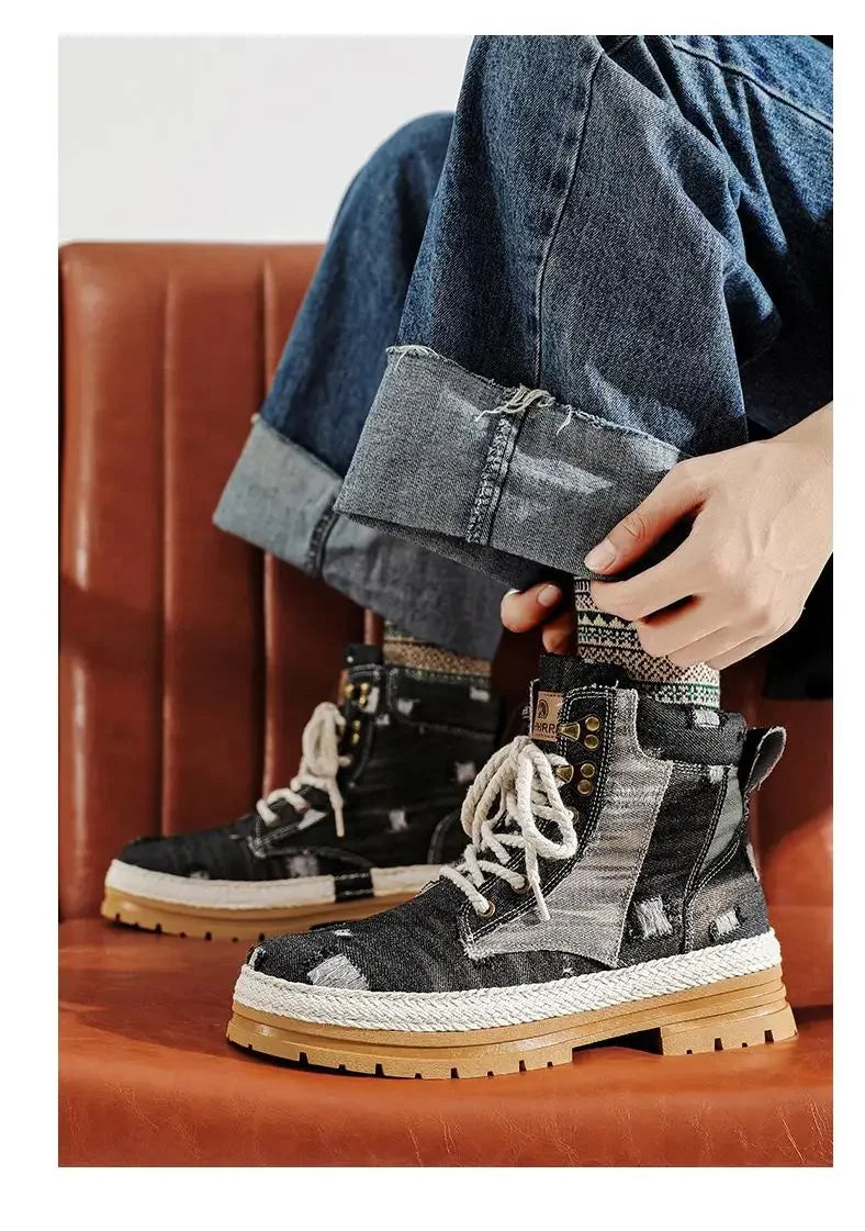 Men's Ankle Denim Canvas Boots