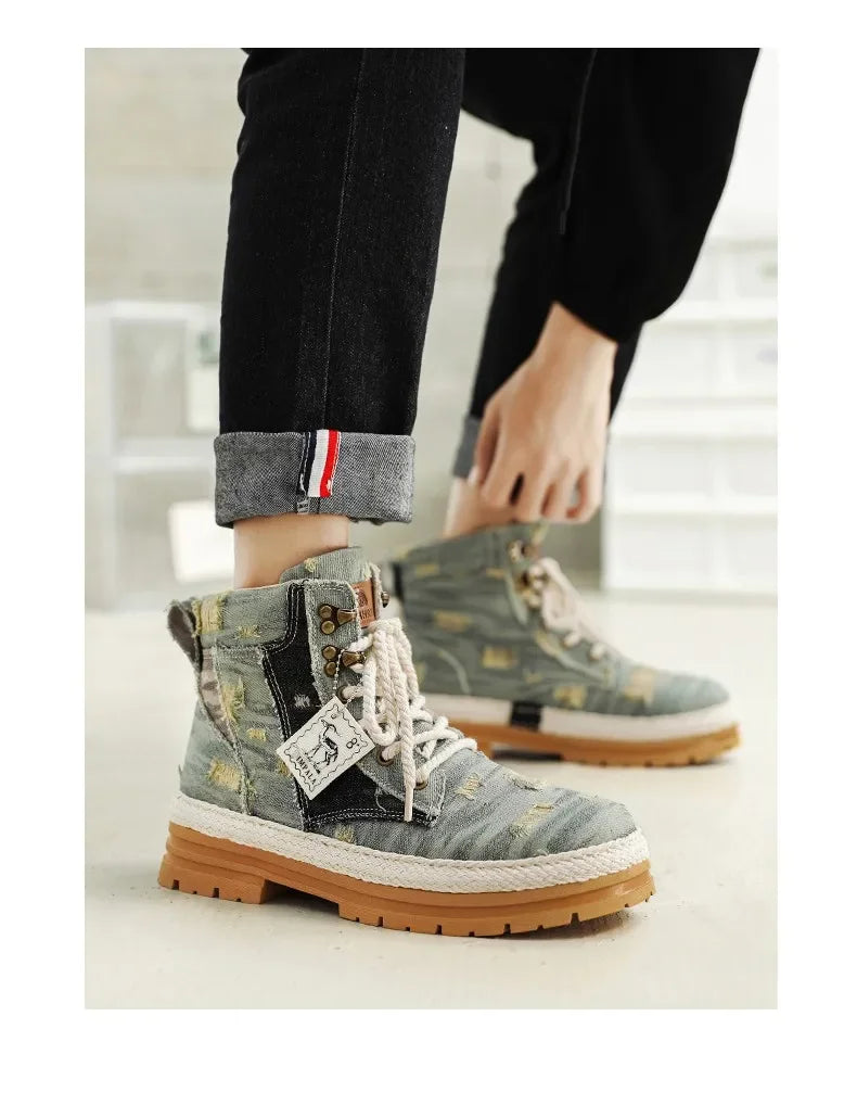 Men's Ankle Denim Canvas Boots