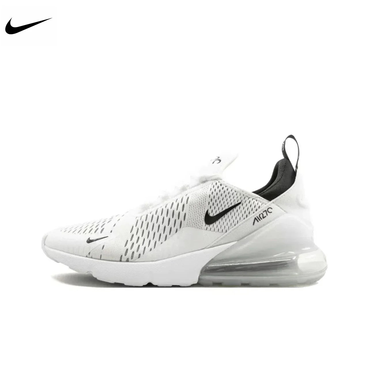 Nike Air Max 270 Mesh Shock Absorption Non-Slip Abrasion Resistant Low Top Air Cushion Running Shoes Unisex Black & White