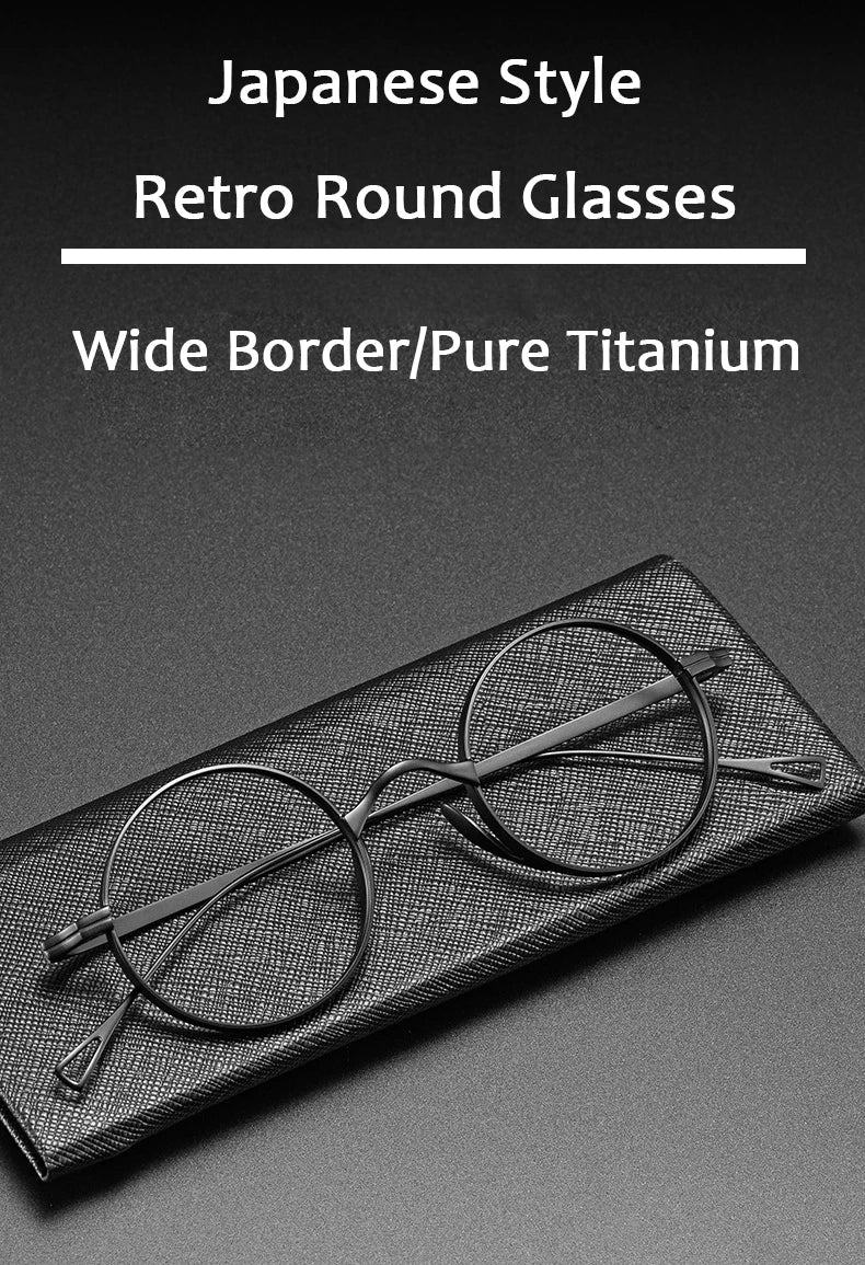 Japanese Style Handmade Retro Oval Round Glasses Frame Men Pure Titanium Eyeglasses Luxury Blue Light Resistant Lenses Frames