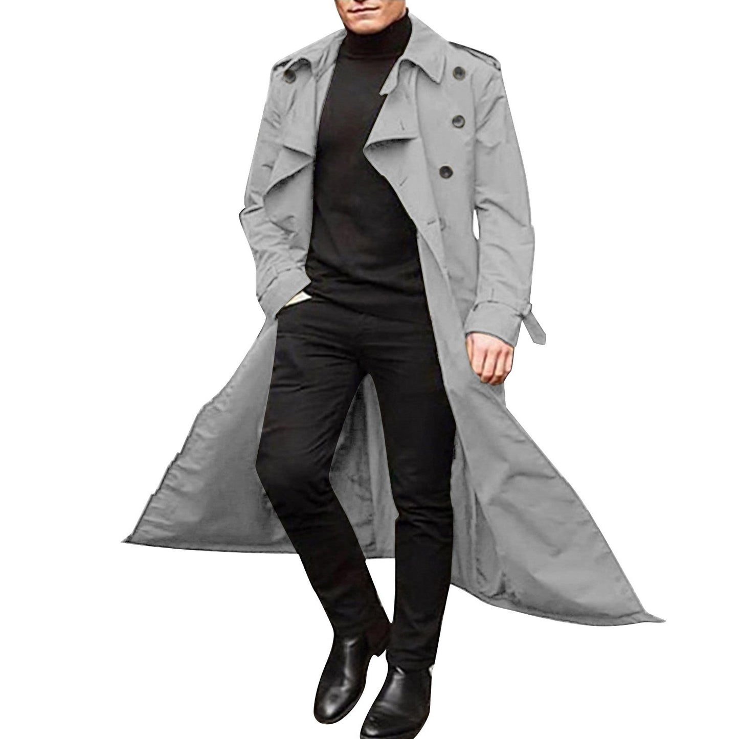 Men Double Breasted  Trench Coat