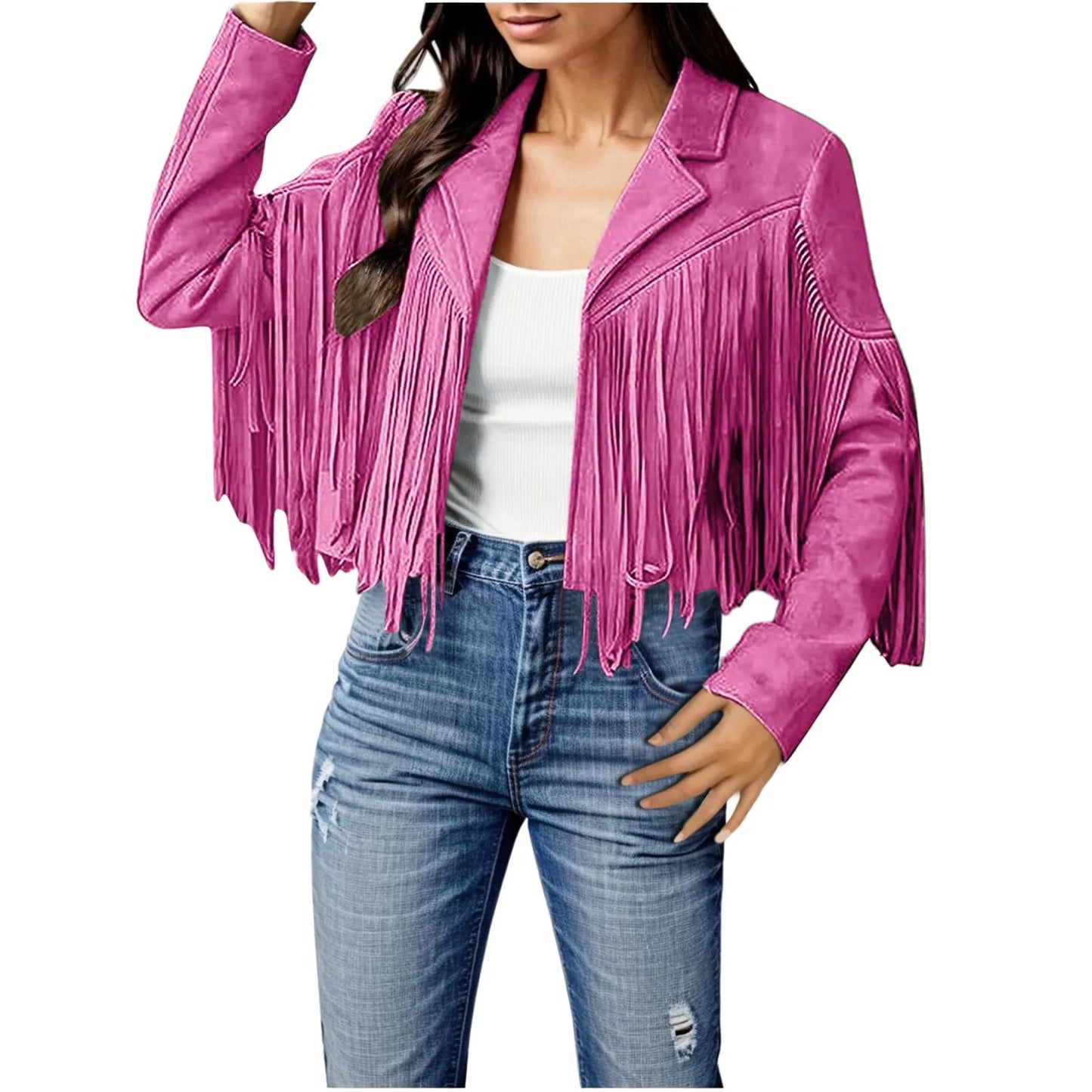 Jackets For Women Trendy Dressy 2024 Women Fashion Fringe Faux Suede Leather Fashion Tassel Motorcycle Casaco Inverno Feminino