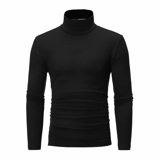 Autumn Winter Men's Thermal Long Sleeve Roll Turtleneck T-Shirt Solid Color Tops Male Slim Basic Stretch Tee Top