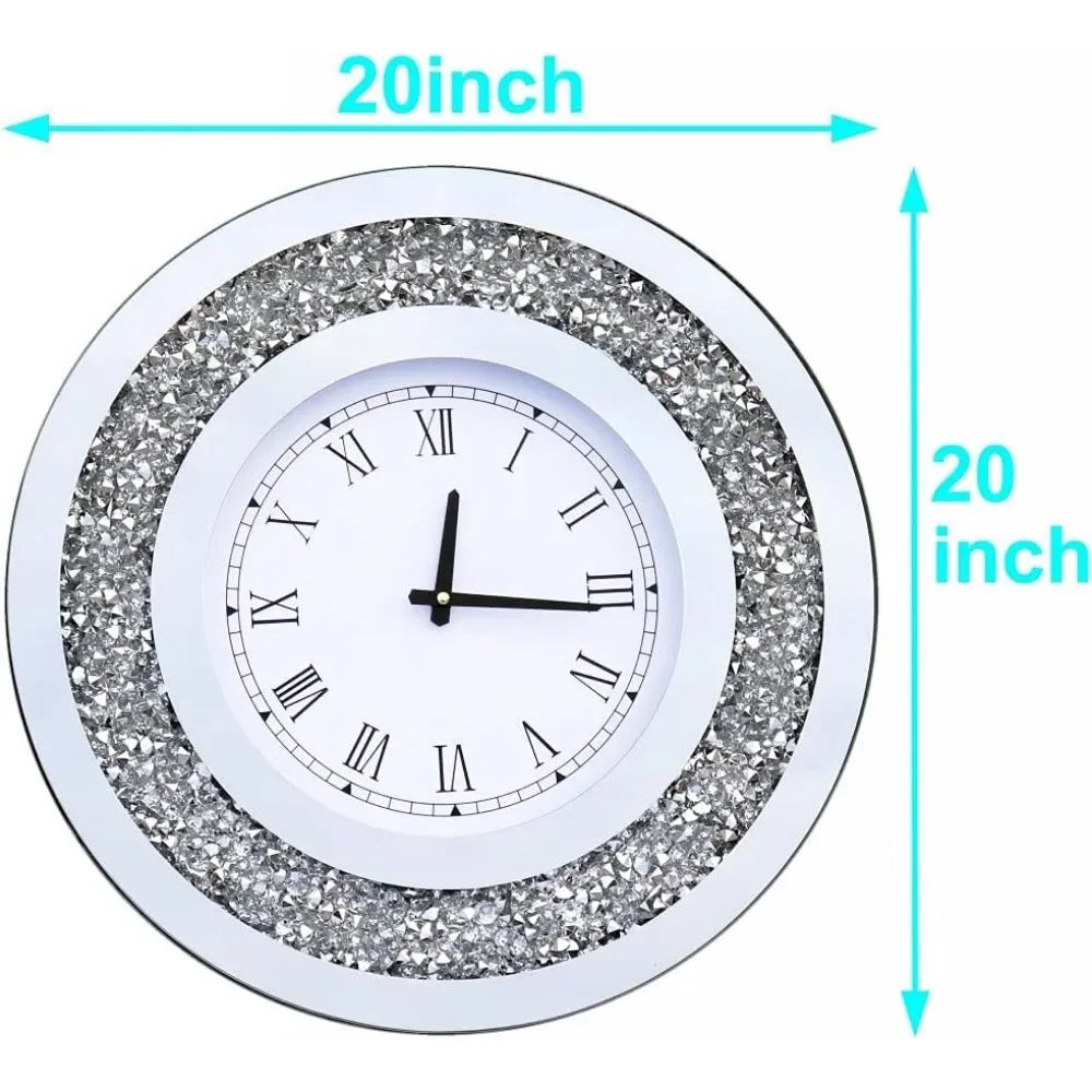 Sparkling Diamond Mirror Large Wall Clock