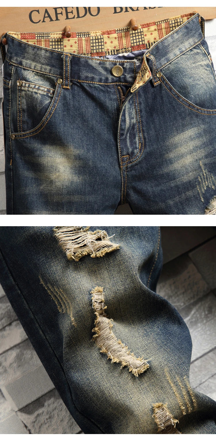 Distressed Ripped Denim Jeans