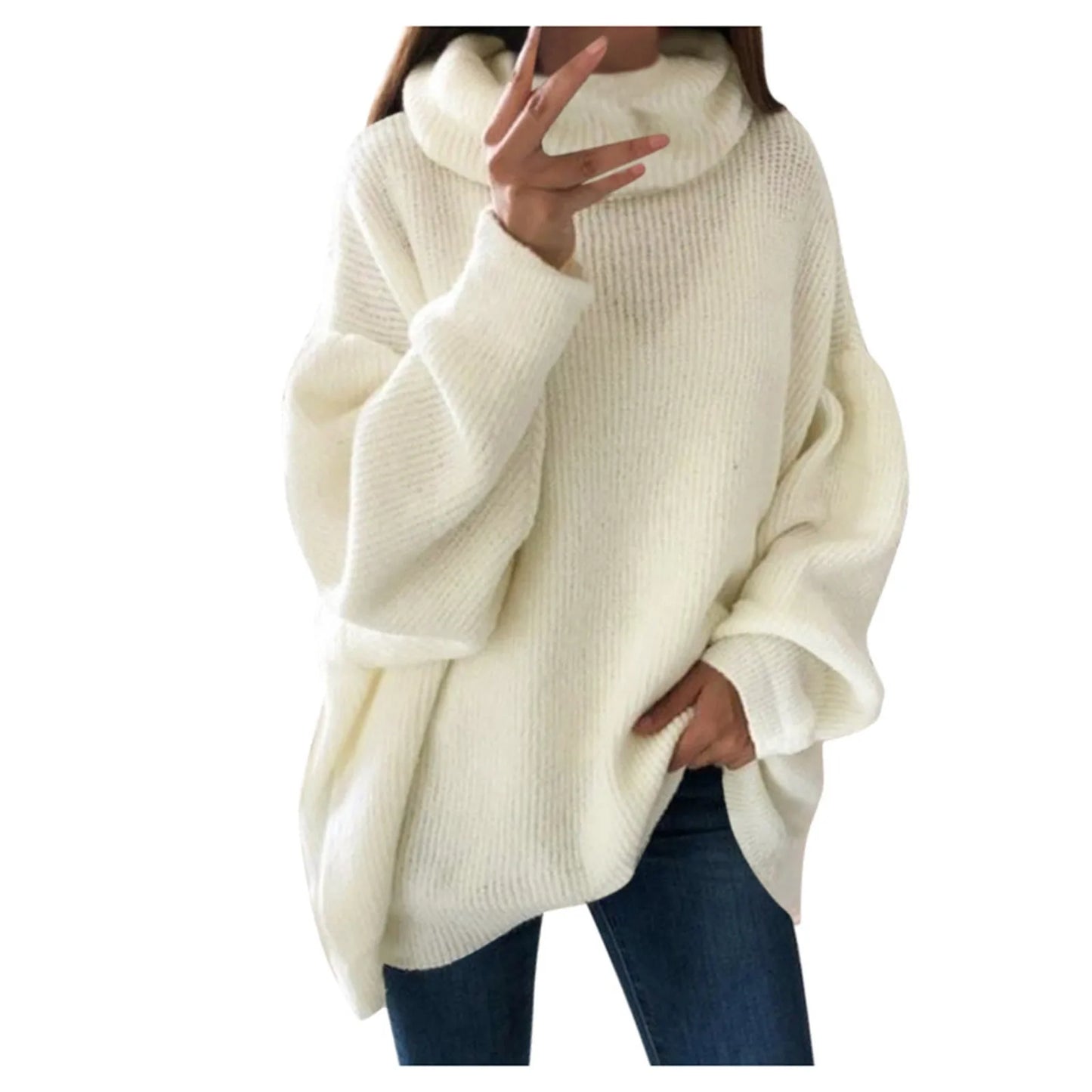 Autumn And Winter Turtleneck Sweater Oversized Women Warm Knitted Pullovers Female Casual Loose Long Sleeve Tops Jumper свитер