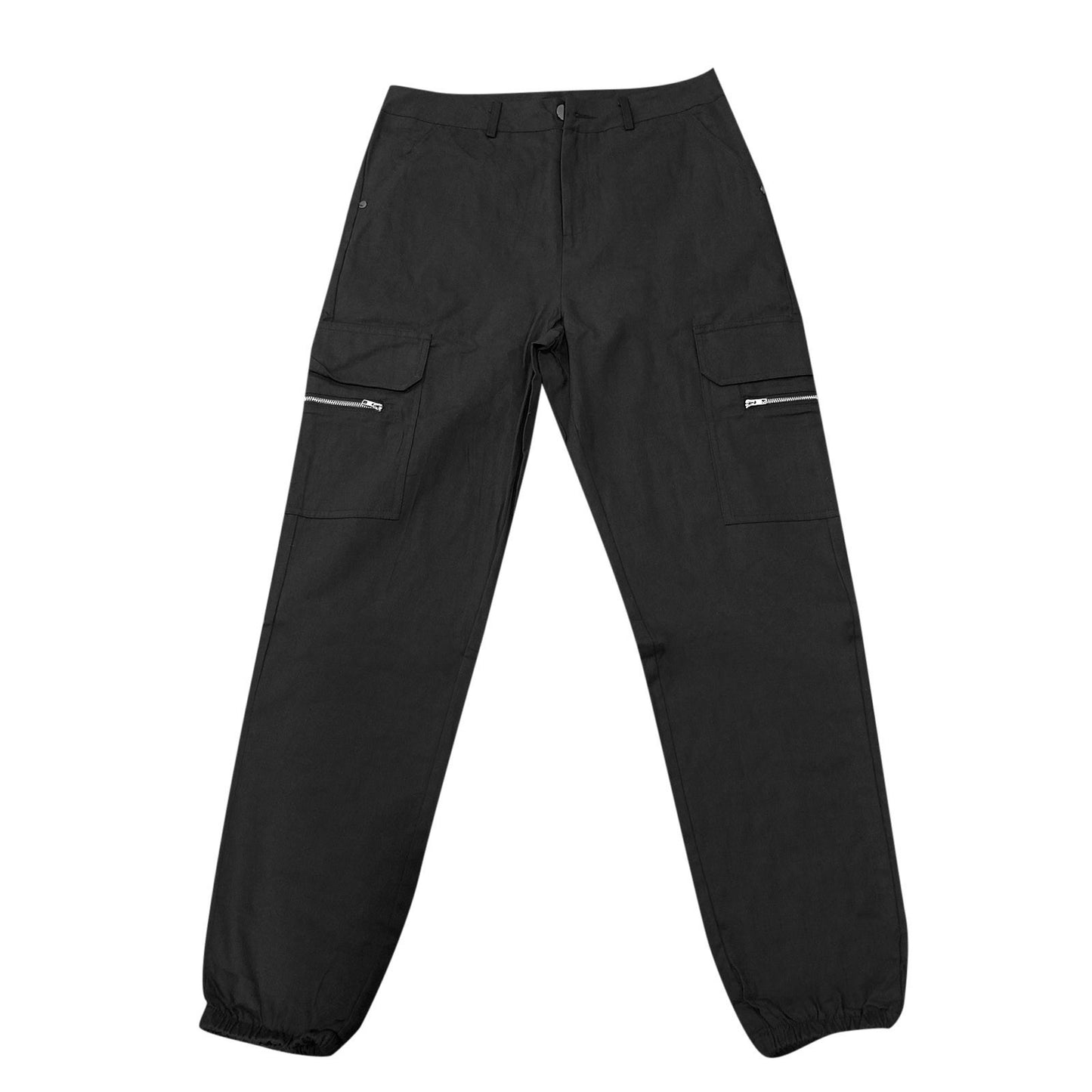 Plus Size Cargo Pants Women Solid Zipper Pocket Design Cargo Pants Without Belt Wide Pants Women High Waist pantalones de mujer