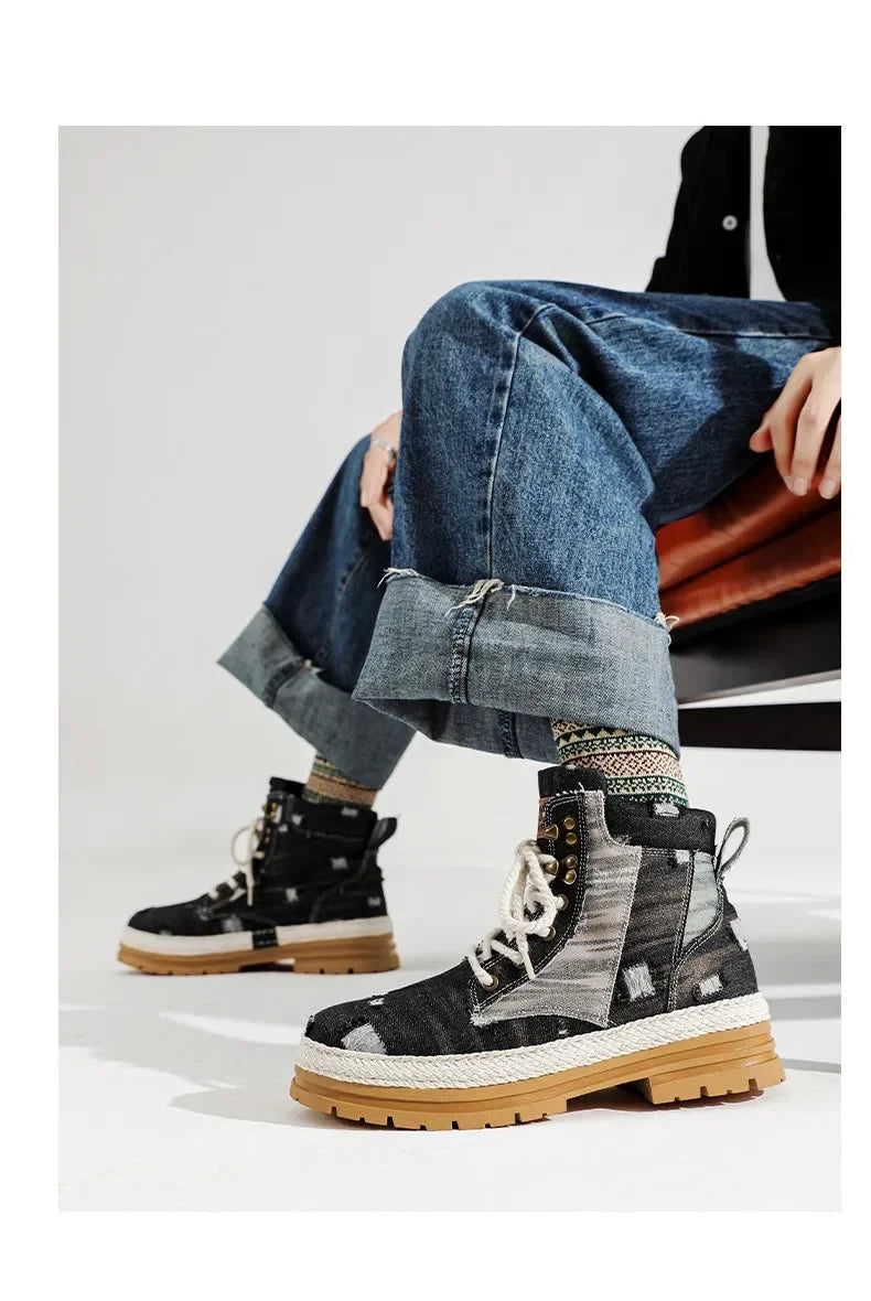 Men's Ankle Denim Canvas Boots