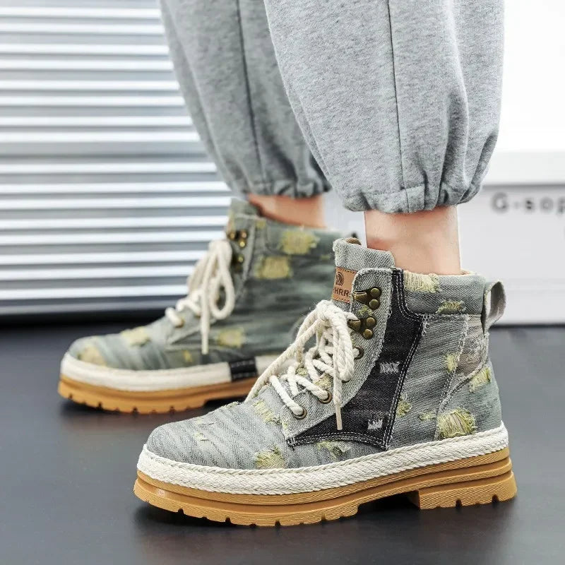 Men's Ankle Denim Canvas Boots