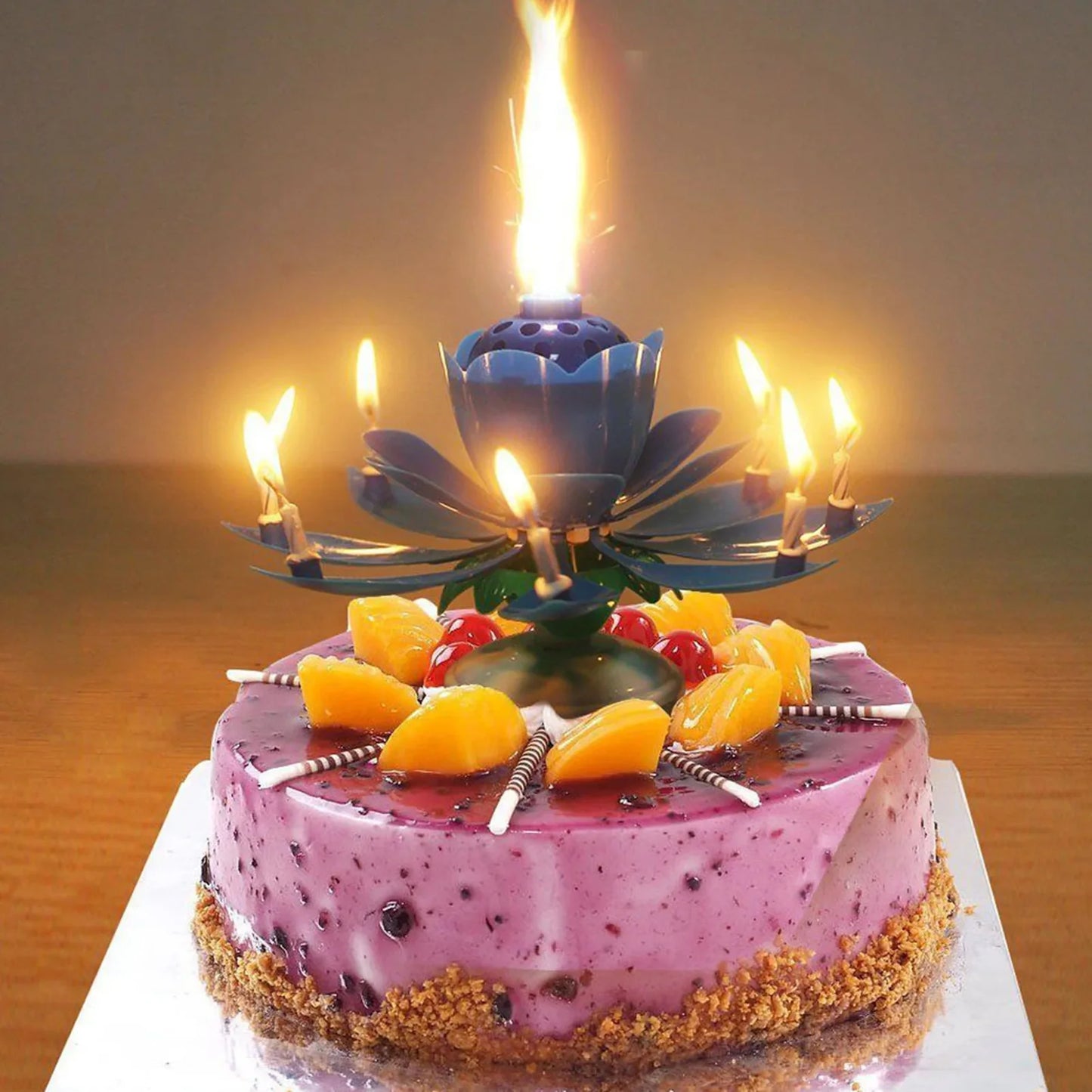 Lotus Candle Creative Rotating Birthday Candle Electric Birthday Cake Music Candles Flower Candle Reusable Decorative Candles