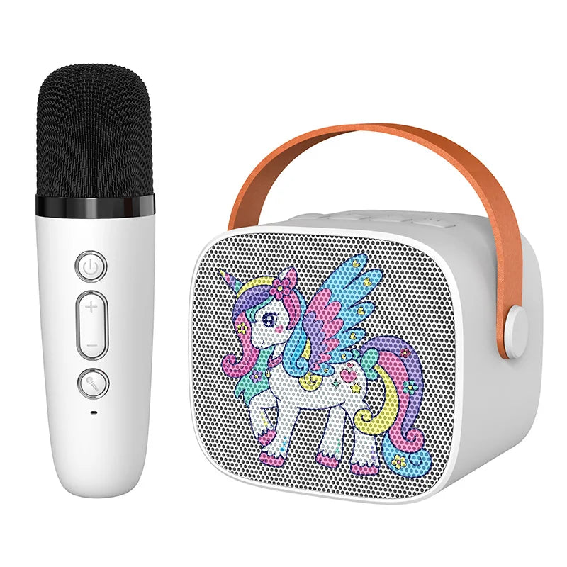 Mini Karaoke Machine Cartoon unicorn Portable Bluetooth Speaker With Microphone Singing Set for Children Family Karaoke Party