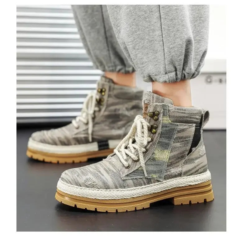 Men's Ankle Denim Canvas Boots