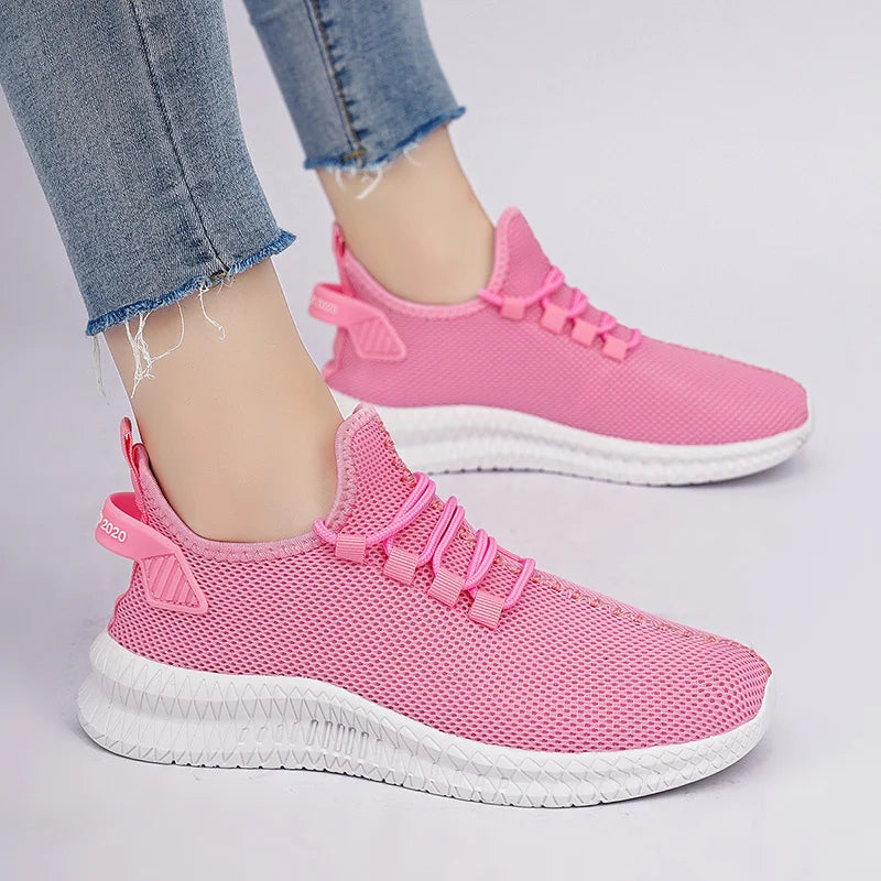 Hot Sale Pink Sneakers Women Large Size 35-48 Breathable Mesh Running Shoes Men Women's Sports Sneakers Lightweight Tennis Shoes