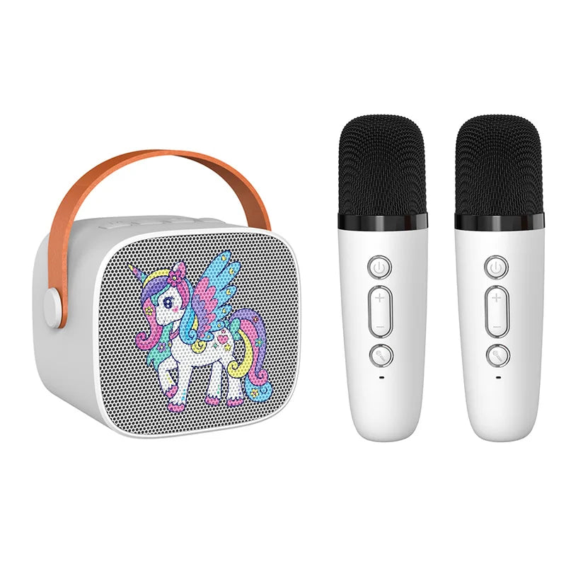 Mini Karaoke Machine Cartoon unicorn Portable Bluetooth Speaker With Microphone Singing Set for Children Family Karaoke Party