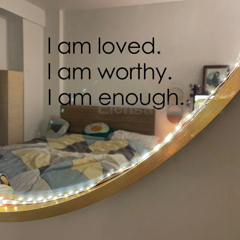 I Am Loved Worthy Enough Mirror Vinyl Sticker Bathroom Mirror Decals DIY Removable Affirmation Mirror Decal Decoration