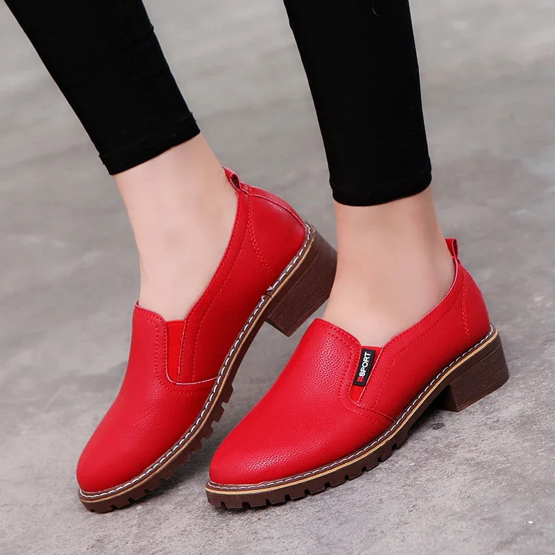 Comemore Women Flat Oxford Shoes Soft Leather Sneakers Low Medium Heeels Pumps Slip on Loafers Summer Footwear for Woman Zapatos