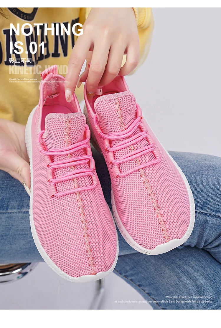 Hot Sale Pink Sneakers Women Large Size 35-48 Breathable Mesh Running Shoes Men Women's Sports Sneakers Lightweight Tennis Shoes