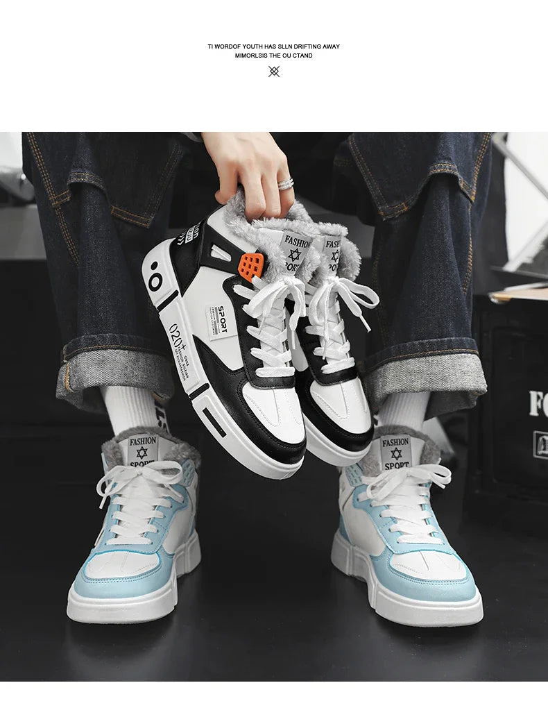 Warm Men Shoes Waterproof Non-Slip Plush Sneakers