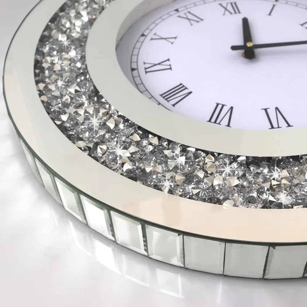 Sparkling Diamond Mirror Large Wall Clock