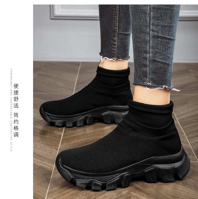 Ultralight Running Shoes 45 Size Mens Sock Trainers Fashion Breathable Sock Sneakers Woman High top Sport Sneaker Platform Shoes