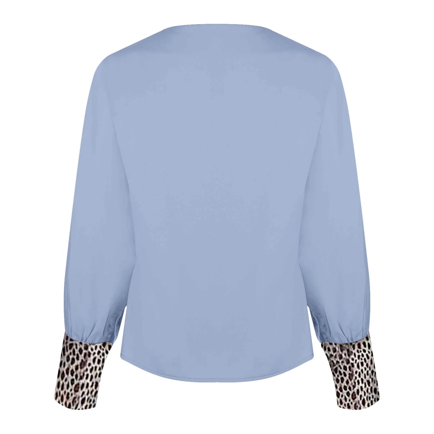 Fashion Leopard Stitching Long Sleeve Women Blouses For Work Professional V Neck Office Casual Tops Loose Chic Shirts Camisas