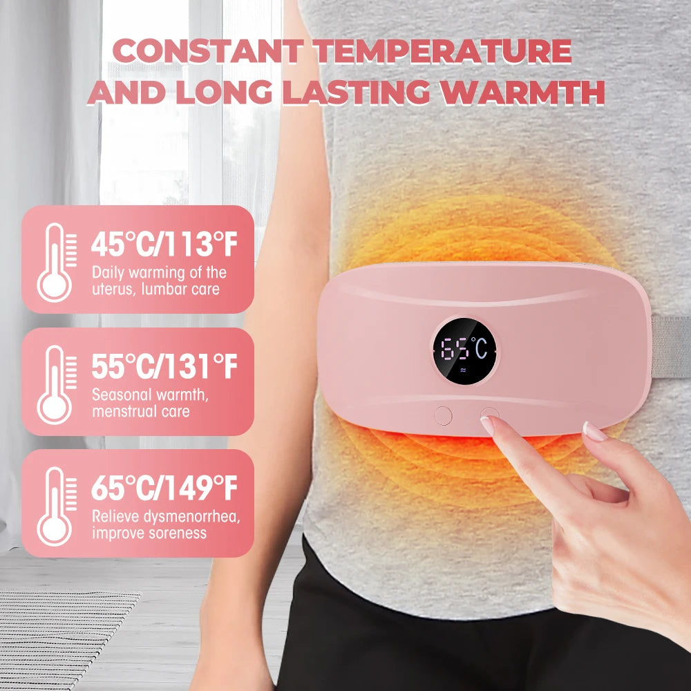 Menstrual Heating Belt Vibrating Abdominal Massager Period Pain Relief Uterine Warm Belt Waist Stomach Belly Massage Heating Pad