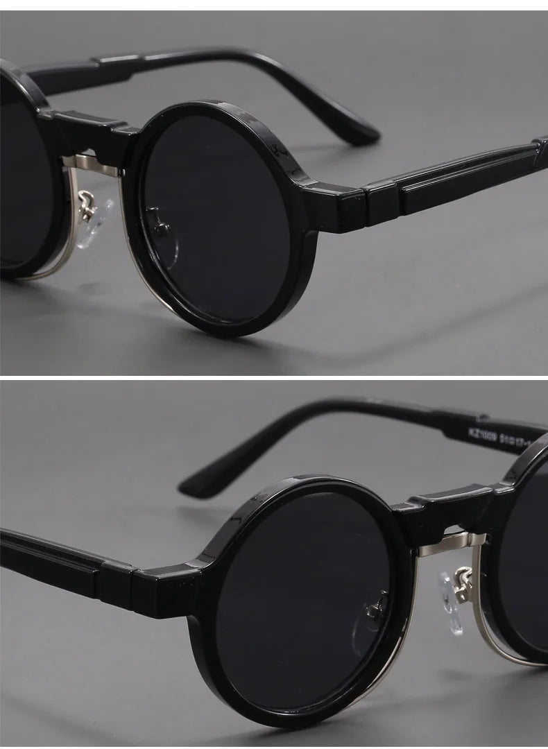 Retro Metal Round Sunglasses For Women Men 2024 Luxury Brand Designer Trendy Punk  Sun Glasses Female UV400 shade