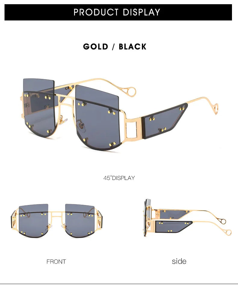 Hollow Out Oversized Women Square Sunglasses 2022 Brand Designer Men Sun Glasses Big Frame Oculos De Sol Feminino Sunglasses