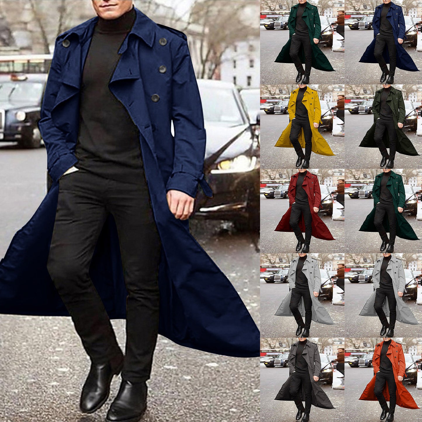 Men Double Breasted  Trench Coat