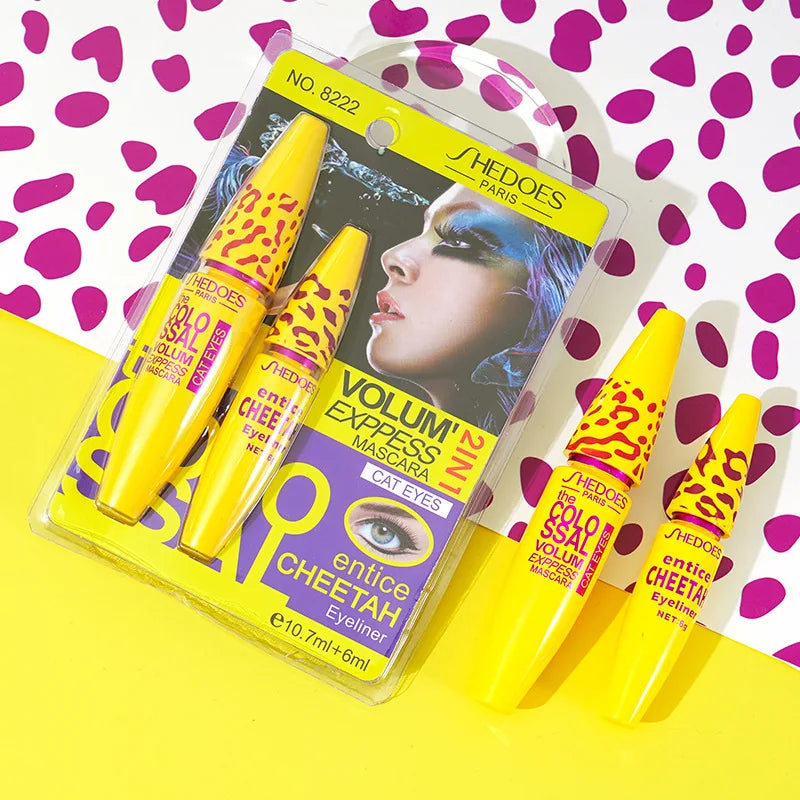 Make up Eyelash Mascara Waterproof Thick Liquid Eyeliner Mascara Makeup Kit Eyelashes Long Lasting Volume  Eye Liner Mascara Set