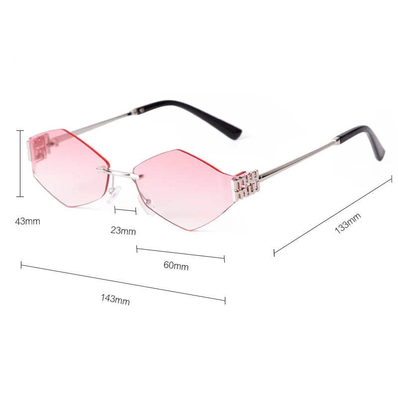 Hexagon Rimless Sunglasses