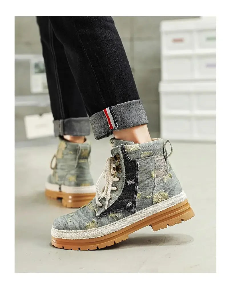 Men's Ankle Denim Canvas Boots