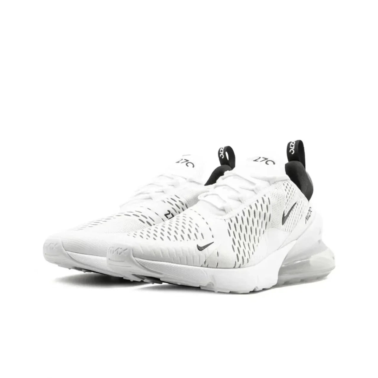 Nike Air Max 270 Mesh Shock Absorption Non-Slip Abrasion Resistant Low Top Air Cushion Running Shoes Unisex Black & White