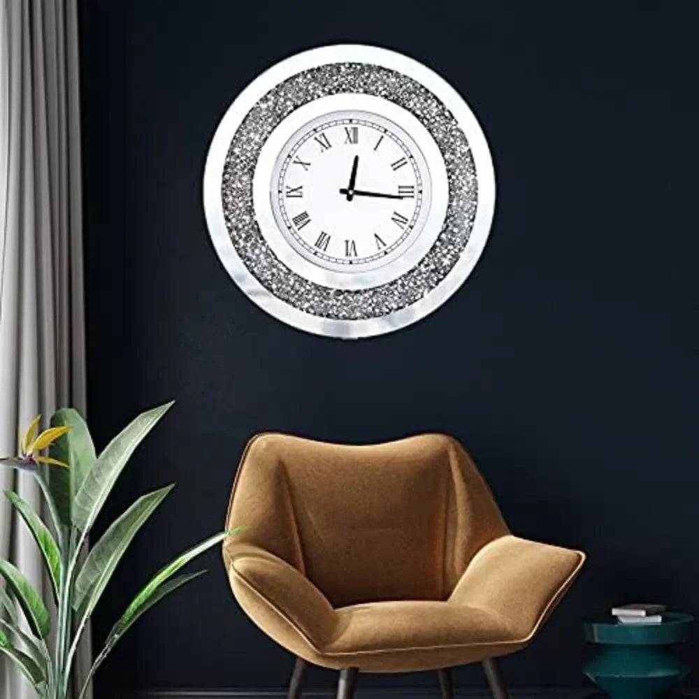 Sparkling Diamond Mirror Large Wall Clock