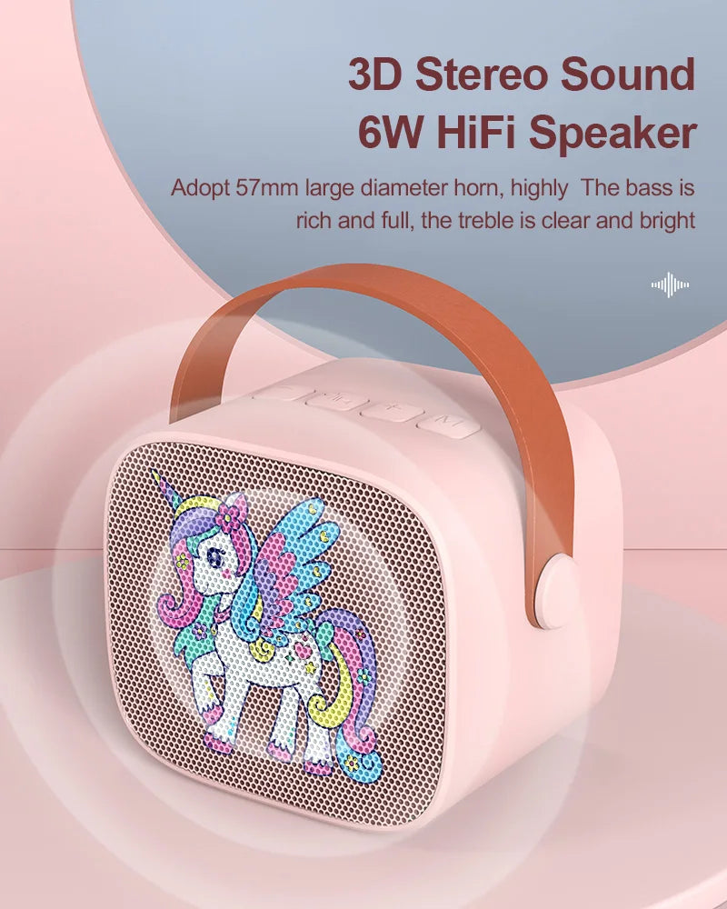 Mini Karaoke Machine Cartoon unicorn Portable Bluetooth Speaker With Microphone Singing Set for Children Family Karaoke Party