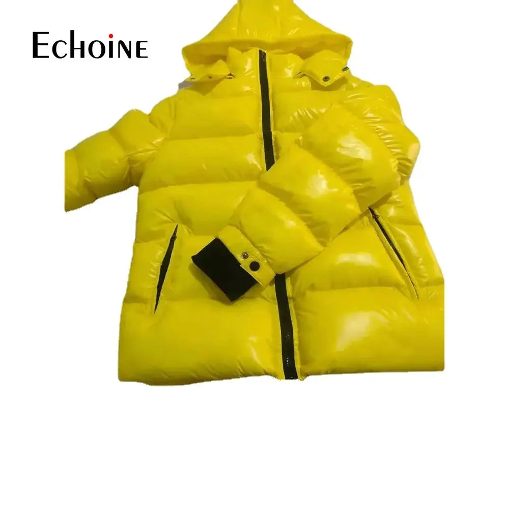 Echoine Winter Thickening Down Jacket Winter Men/Women puffer Jacket Fashion Bright Warm Thickened Hooded coats parka Clothing