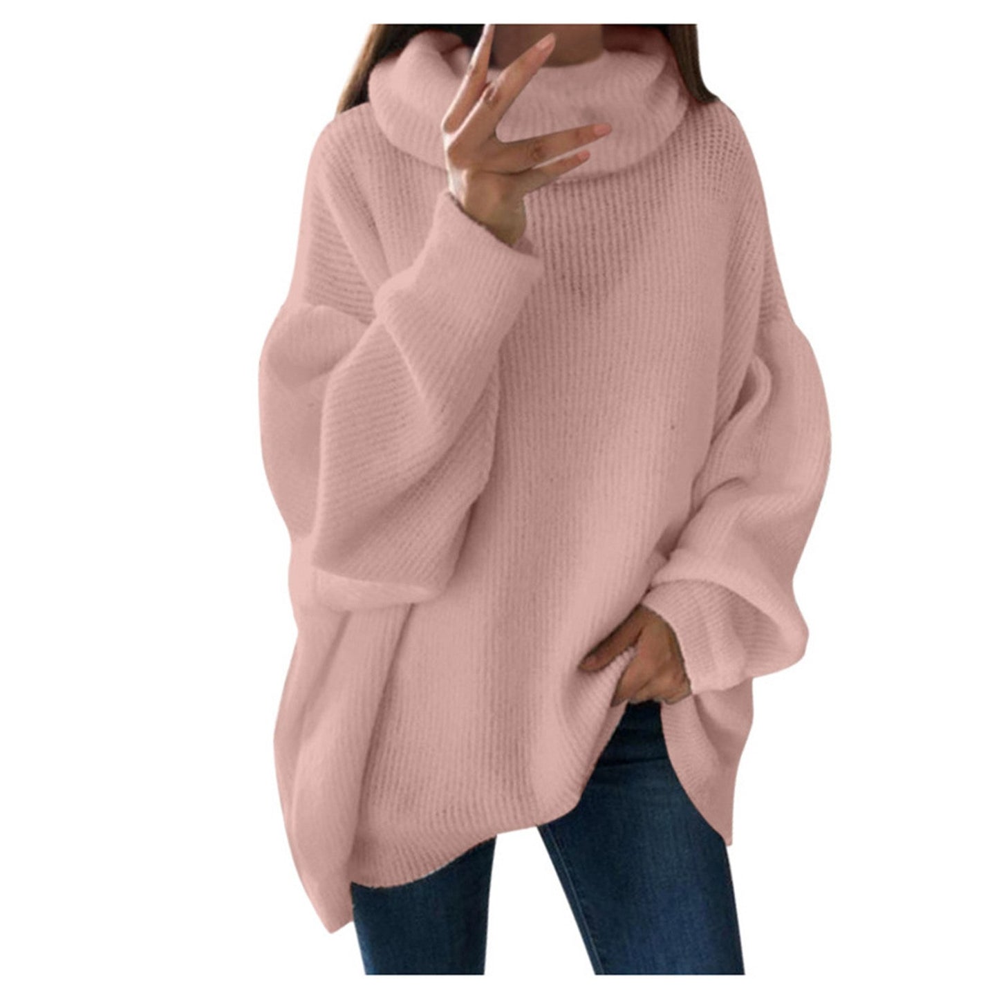 Autumn And Winter Turtleneck Sweater Oversized Women Warm Knitted Pullovers Female Casual Loose Long Sleeve Tops Jumper свитер