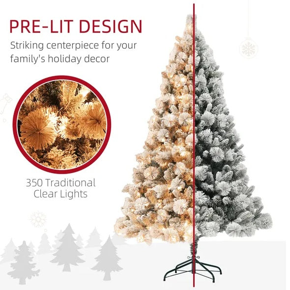 HOMCOM 6.5 Ft Pre-Lit Artificial Christmas Tree With Lights