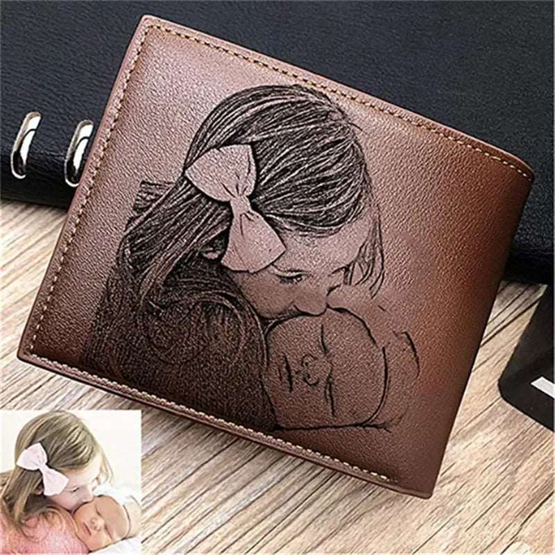 Personalized Photo Wallets Christmas Gift for Him Men Engraved Wallets Custom Photo Wallet Father'S Day Gift from Daughter