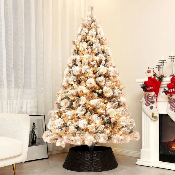 HOMCOM 6.5 Ft Pre-Lit Artificial Christmas Tree With Lights